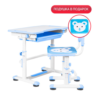 Комплект Anatomica Punto парта + стул + выдвижной ящик белый/голубой Комплект Anatomica Punto парта + стул + выдвижной ящик белый/голубой