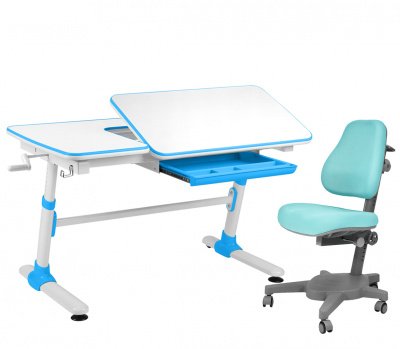 Комплект Anatomica SET-40 парта + кресло + органайзер голубой/голубой