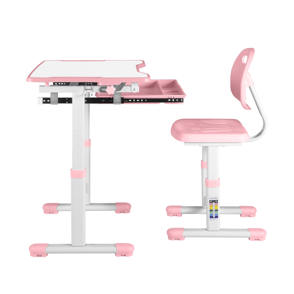 Комплект Anatomica Karina парта + стул + выдвижной ящик белый/светло-розовый Комплект Anatomica Karina парта + стул + выдвижной ящик белый/светло-розовый