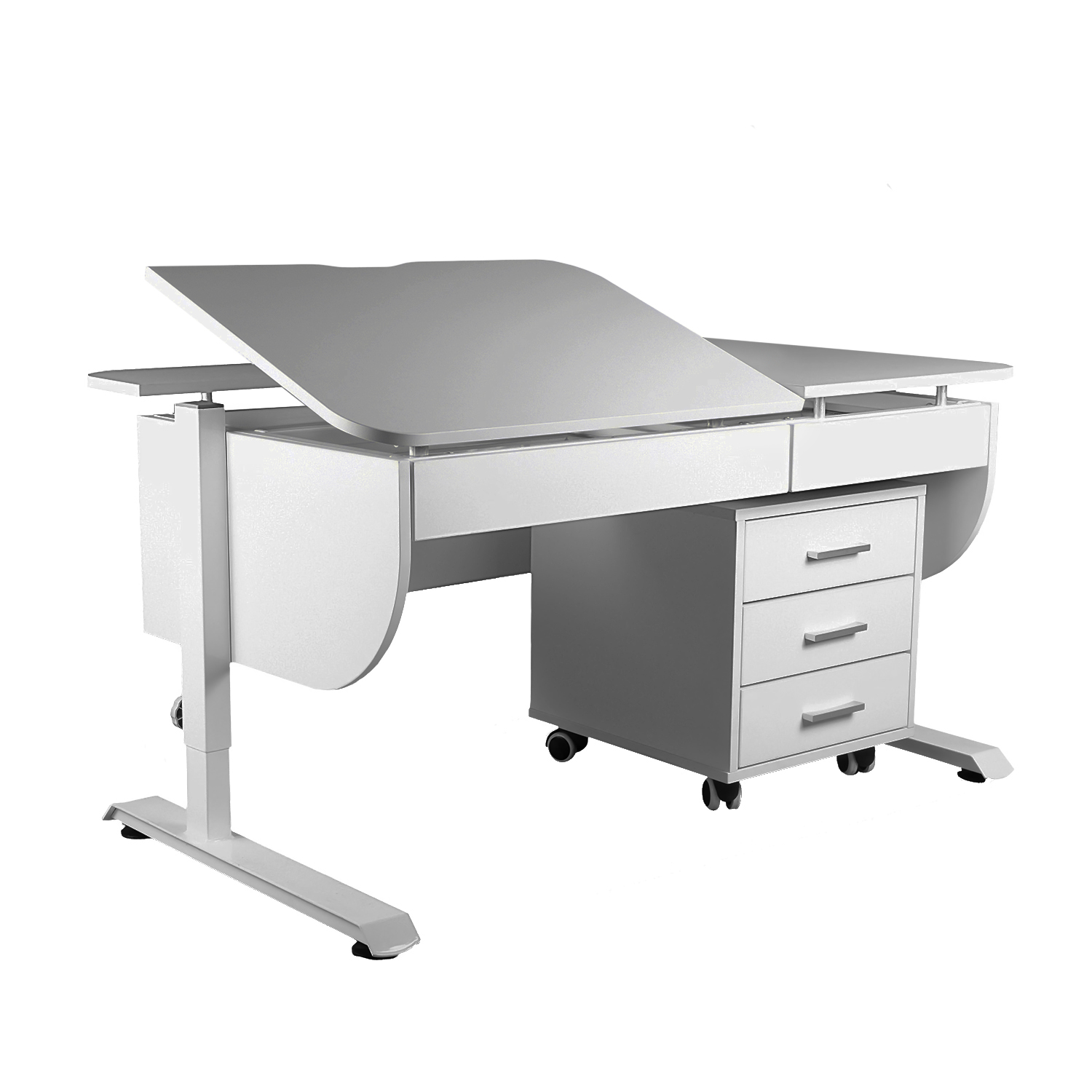 Комплект Anatomica Отличник с выкатной тумбой + накладка на стол + подставка для книг белый