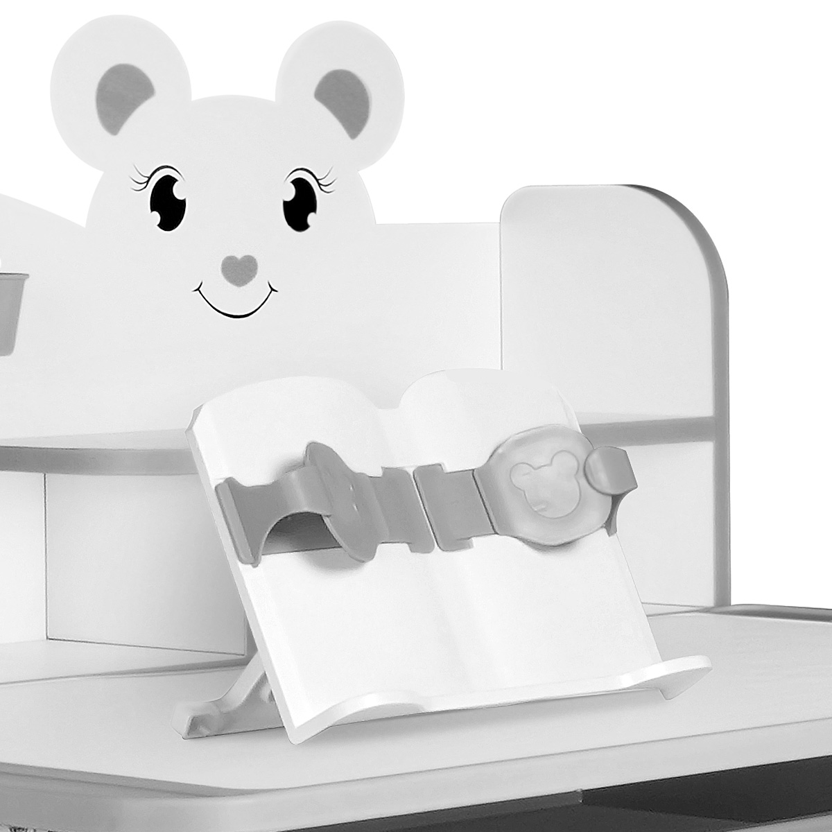 Комплект Anatomica Umka XL парта + стул + надстройка + выдвижной ящик + подставка для книг белый/серый