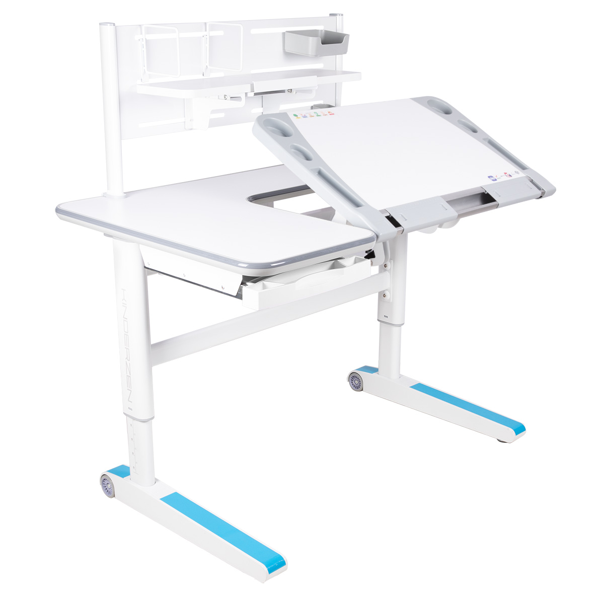 Kinderzen Variatica Plus парта + стеллаж + подставка для книг белый