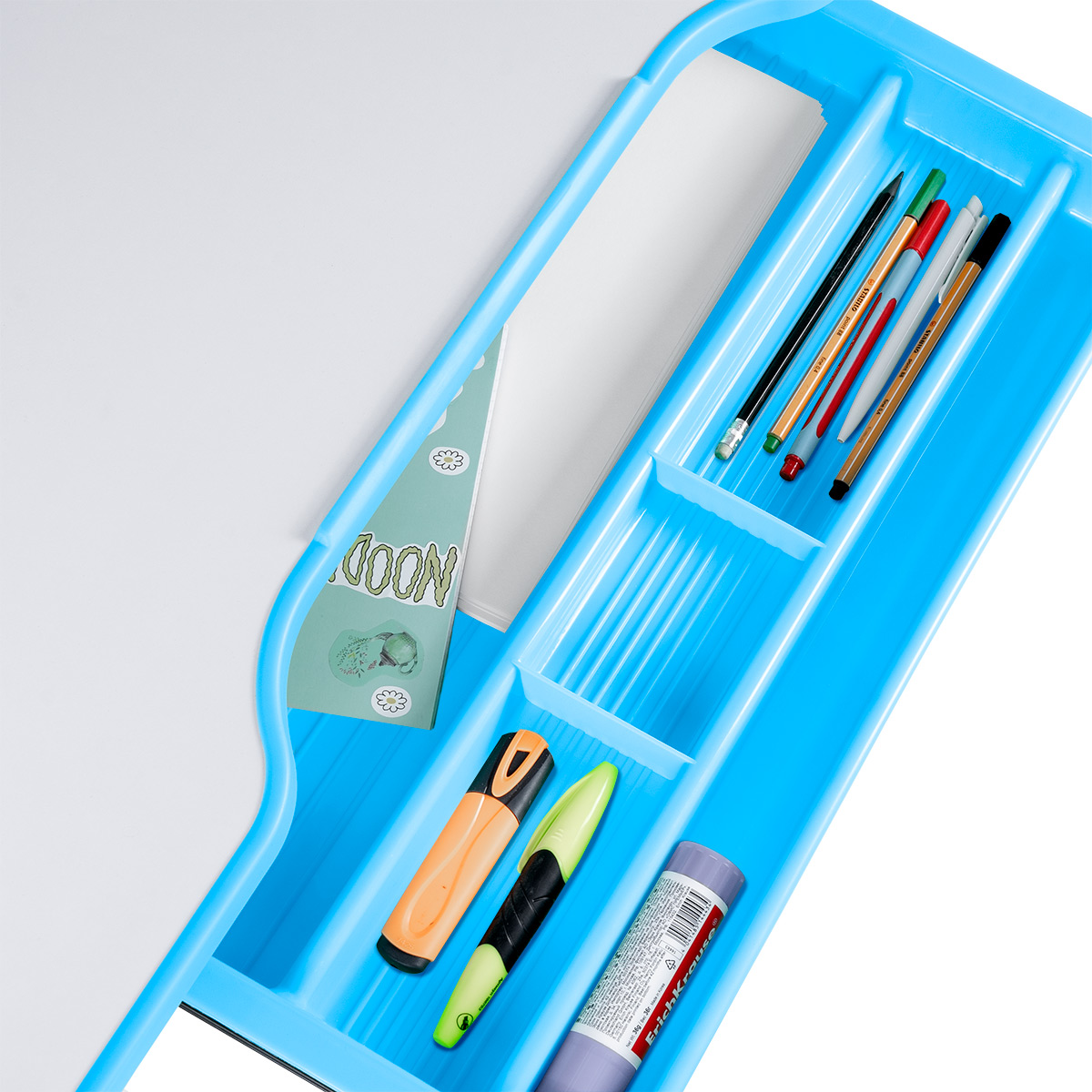 Комплект Anatomica Legare парта + стул + надстройка + выдвижной ящик белый/голубой Комплект Anatomica Legare парта + стул + надстройка + выдвижной ящик белый/голубой