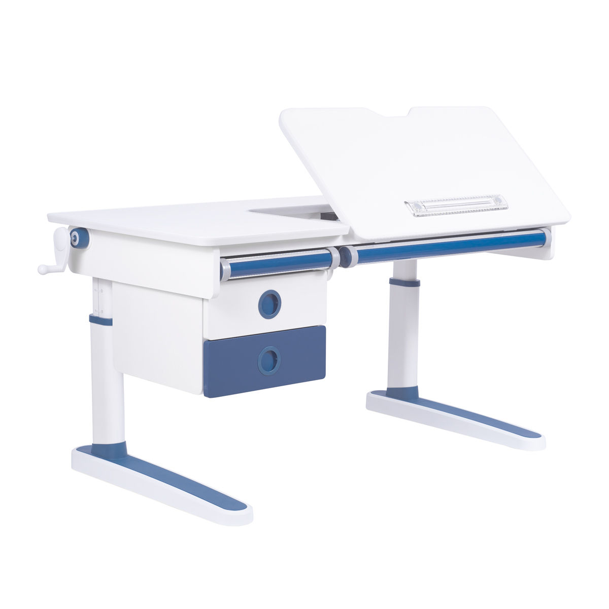 Комплект Kinderzen Antinori парта + кресло + подвесная тумба + органайзер + подставка для книг белый/голубой/голубой