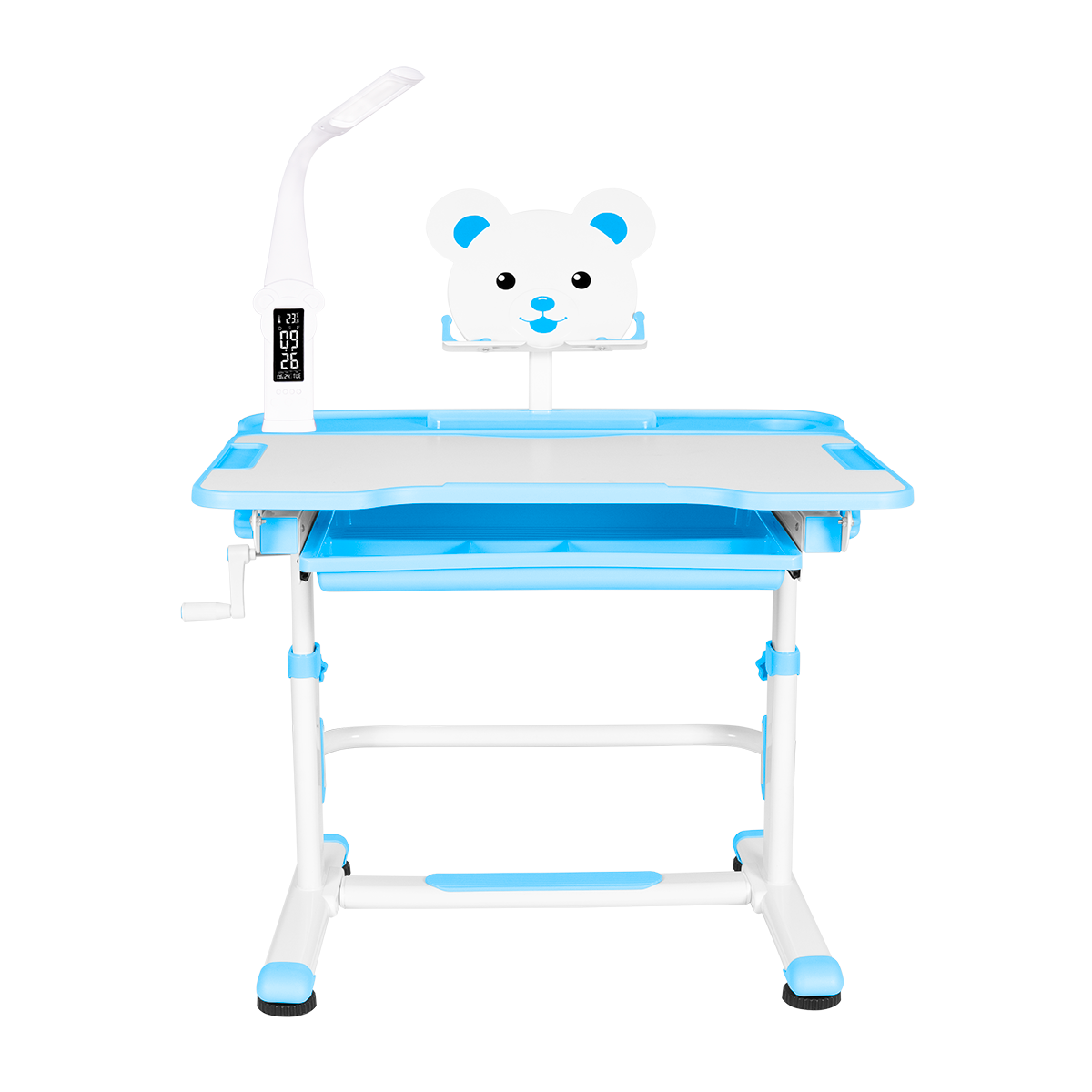 Комплект Anatomica Litra парта + стул + выдвижной ящик + подставка + светильник L4 белый/голубой с L4 Комплект Anatomica Litra парта + стул + выдвижной ящик + подставка + светильник L4 белый/голубой с L4