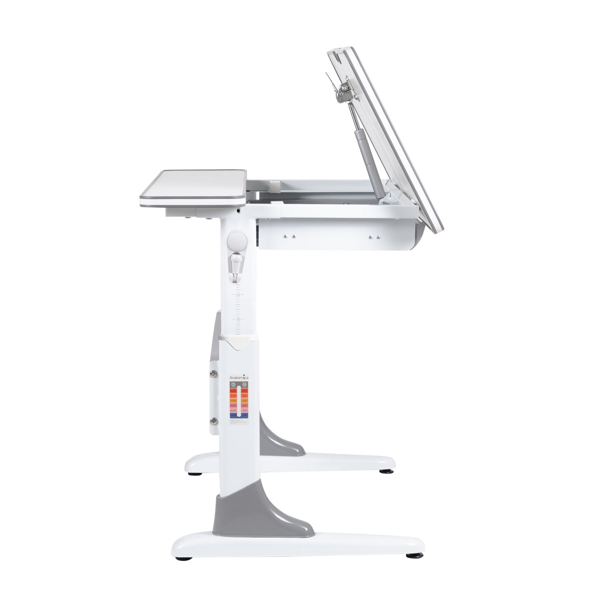 Комплект Anatomica Study-80 парта + стул + выдвижной ящик белый/серый с серым стулом Lux-02 Комплект Anatomica Study-80 парта + стул + выдвижной ящик белый/серый с серым стулом Lux-02