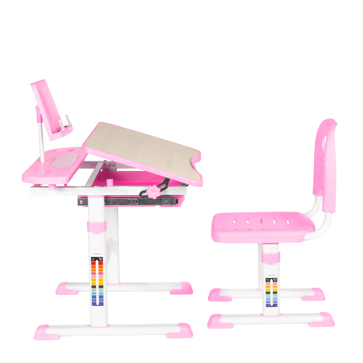 Комплект Anatomica Avgusta парта + стул + выдвижной ящик + подставка клен/розовый Комплект Anatomica Avgusta парта + стул + выдвижной ящик + подставка клен/розовый