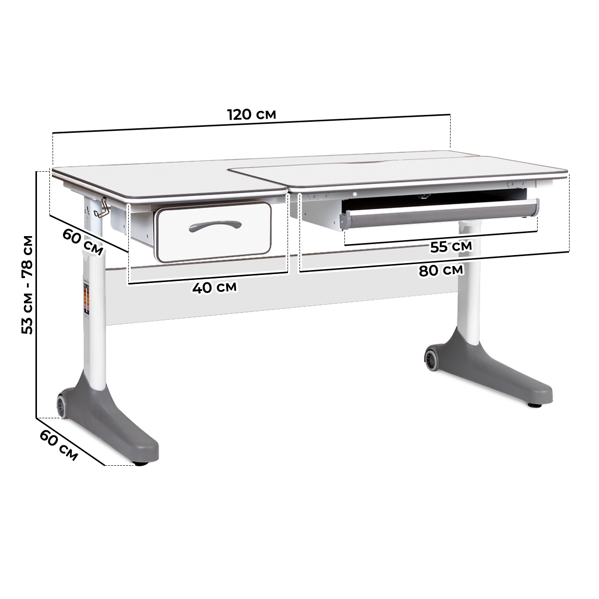Растущая парта Anatomica Uniqa Lite белый/серый