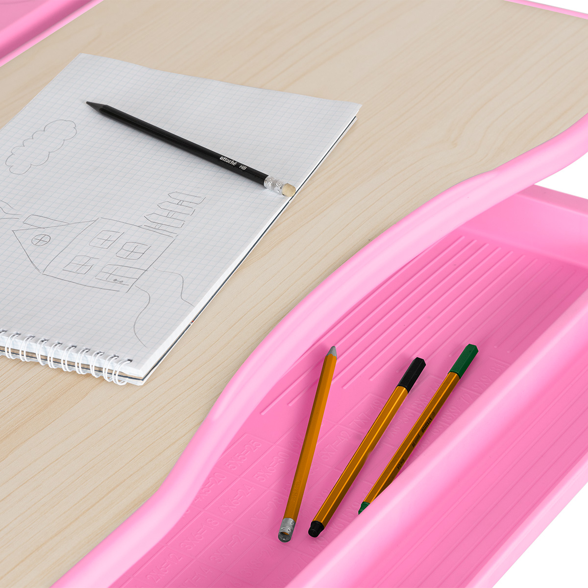 Комплект Anatomica Avgusta парта + стул + выдвижной ящик + светильник + подставка клен/розовый Комплект Anatomica Avgusta парта + стул + выдвижной ящик + светильник + подставка клен/розовый