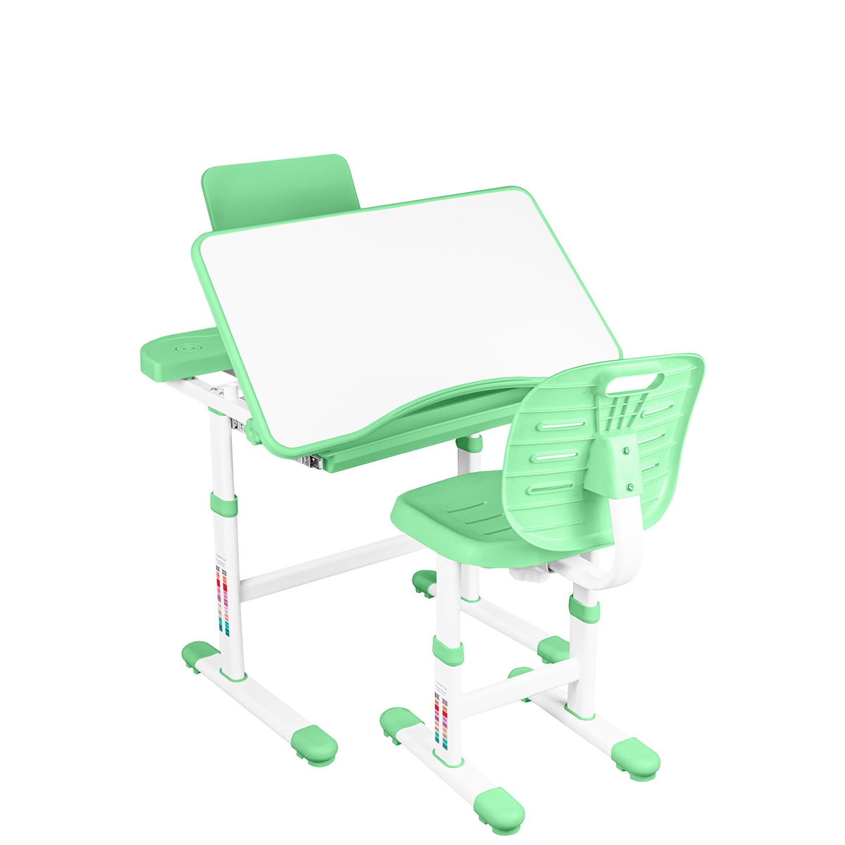 Комплект Anatomica Ara парта + стул + подставка для книг + выдвижной органайзер белый/зеленый Комплект Anatomica Ara парта + стул + подставка для книг + выдвижной органайзер белый/зеленый