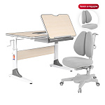 Комплект Anatomica Study-100 парта + кресло клен/серый с серым креслом Armata Duos