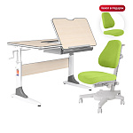 Комплект Anatomica Study-100 парта + кресло клен/серый с зеленым креслом Armata