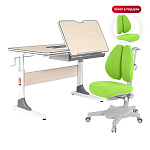 Комплект Anatomica Study-100 парта + кресло клен/серый с зеленым креслом Armata Duos