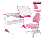 Комплект Anatomica Study-100 парта + кресло белый/розовый с розовым креслом Armata