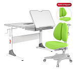 Комплект Anatomica Study-100 парта + кресло белый/серый с зеленым креслом Armata Duos