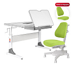 Комплект Anatomica Study-100 парта + кресло белый/серый с зеленым креслом Armata