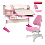 Комплект Anatomica Uniqa парта + кресло + надстройка + подставка для книг клен/розовый с розовым креслом Armata Комплект Anatomica Uniqa парта + кресло + надстройка + подставка для книг клен/розовый с розовым креслом Armata