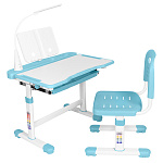 Комплект Anatomica Vitera парта + стул + выдвижной ящик + подставка + светильник белый/светло-голубой