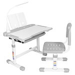 Комплект Anatomica Vitera парта + стул + выдвижной ящик + подставка + светильник белый/серый