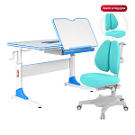 Комплект Anatomica Study-100 парта + кресло белый/голубой с голубым креслом Armata Duos