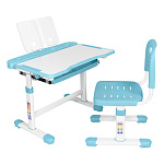 Комплект Anatomica Vitera парта + стул + выдвижной ящик + подставка белый/светло-голубой