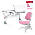 Комплект Anatomica Study-120 парта + кресло + органайзер + ящик белый/серый с розовым креслом Armata