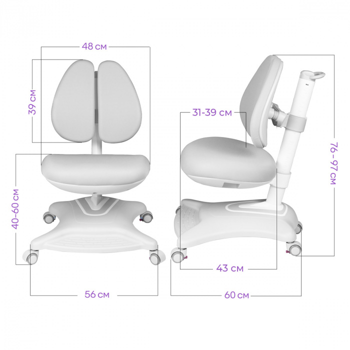Характеристики Детское кресло Anatomica Robin Duos с подлокотниками Характеристики Детское кресло Anatomica Robin Duos с подлокотниками