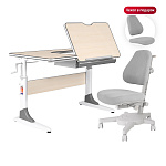 Комплект Anatomica Study-100 парта + кресло клен/серый с серым креслом Armata