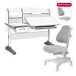 Комплект Anatomica Uniqa парта + кресло + надстройка + подставка для книг белый/серый с серым креслом Armata Комплект Anatomica Uniqa парта + кресло + надстройка + подставка для книг белый/серый с серым креслом Armata